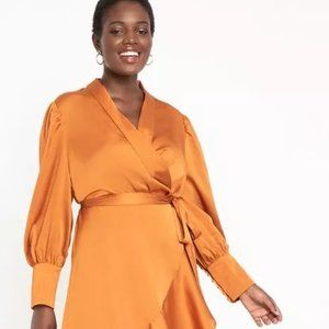 Eloquii Bishop Sleeve Wrap Dress Size 18